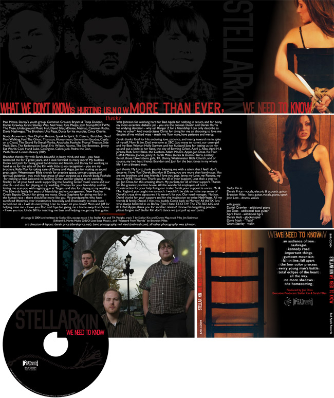 CD Graphic Design for Stellar Kin "We Need to Know" - Kentucky rock band