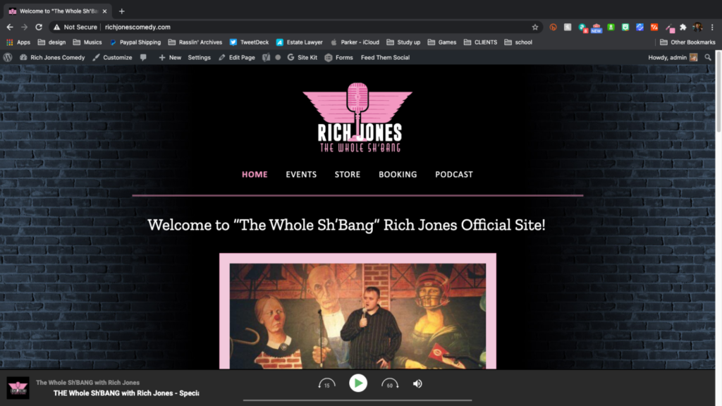 Comedian website design for stand-up comic Rich Jones