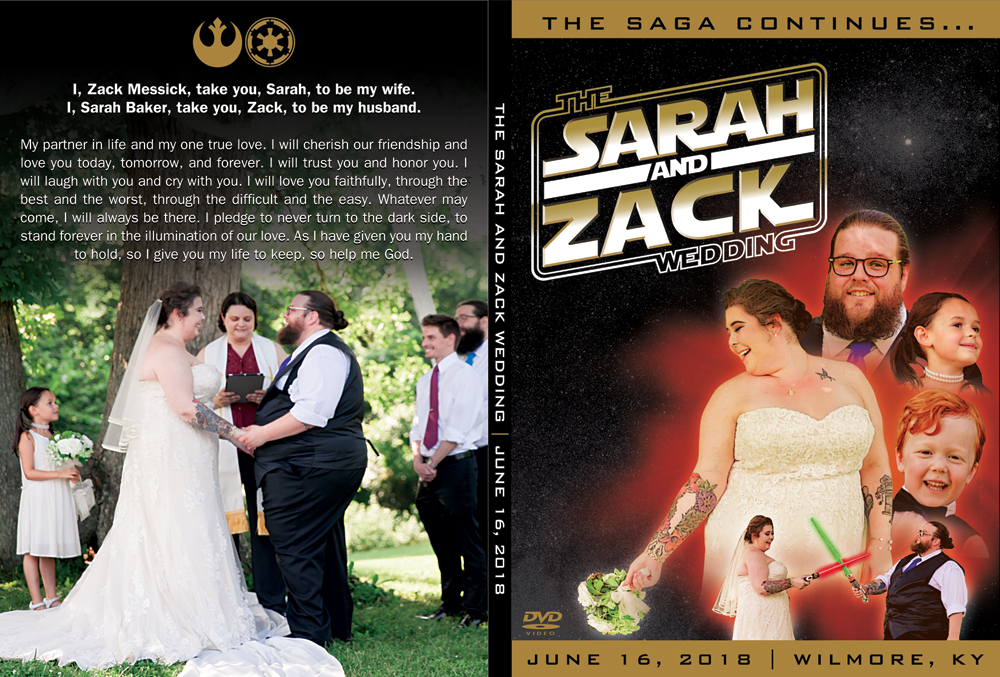 Star Wars themed wedding DVD art